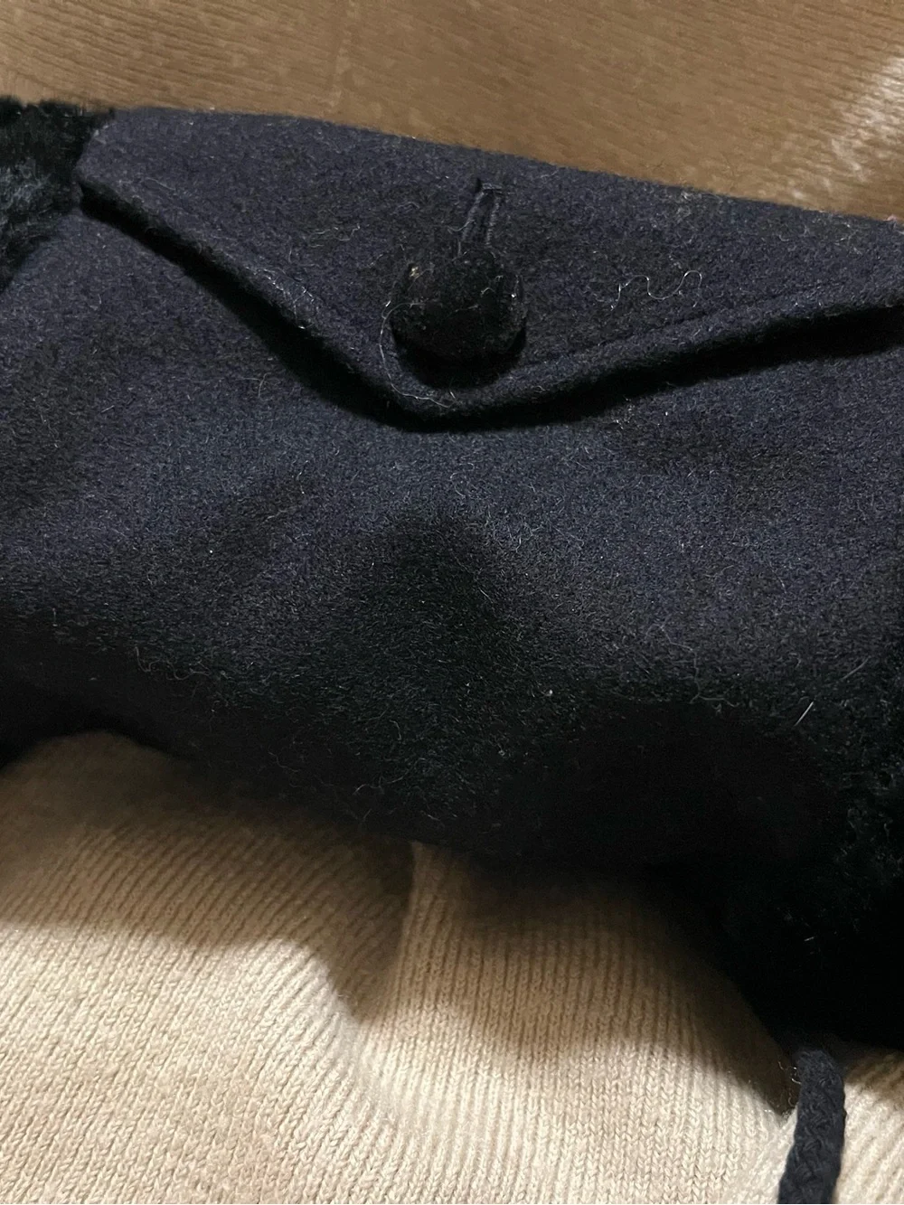UNBRANDED Girls Black Wool Muff Hand Warmer With Pocket